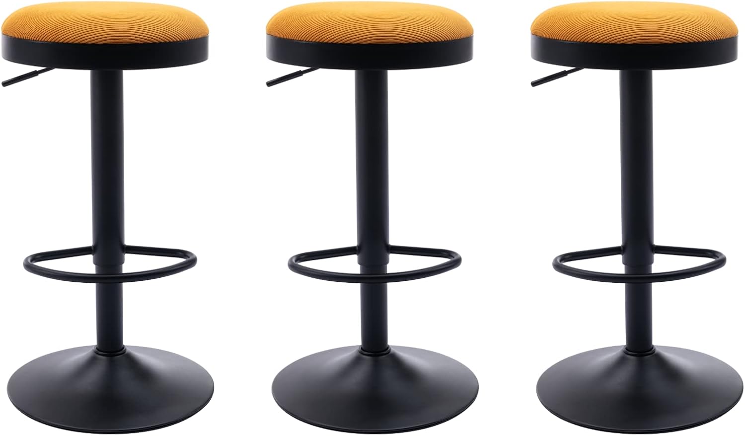EALSON Modern Swivel Bar Stools Set of 6 Adjustable Counter Height Backless Barstools with Metal Base Leather Upholstered Round Bar Stool Chairs for Kitchen Island/Pub/Breakfast Bar, Brown