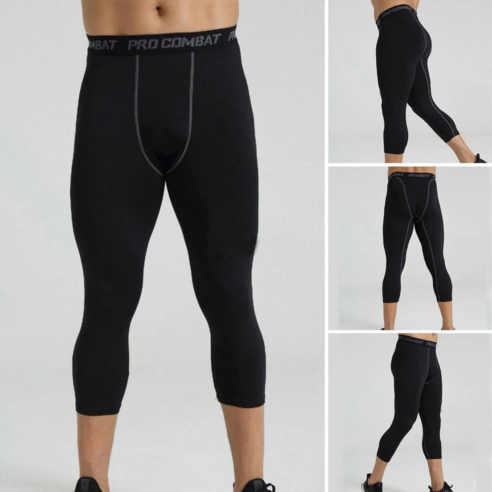 Męskie sportowe przycięte spodnie Legginsy do biegania Męskie spodnie do biegania Elastyczne kompresyjne spodnie dresowe Piłka nożna Spodnie do koszykówki