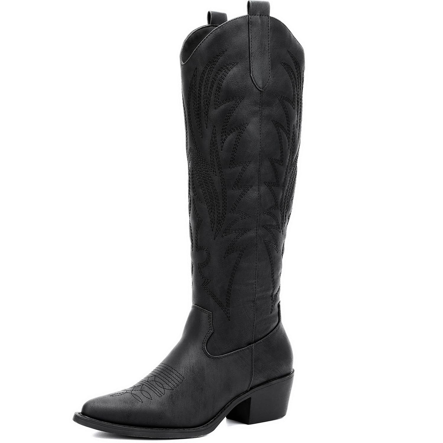 GLOBALWIN Women's Knee High Cowboy Boots Brown Cowgirl Boots