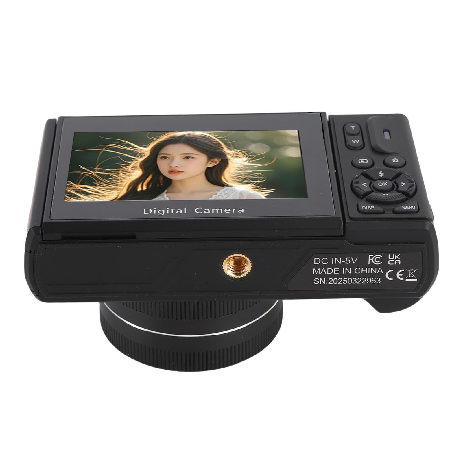 Cámara Digital de 5k para Fotografía, 75MP UHD Camara Fotograficas con Zoom Digital 18x, Pantalla de Flip de 3 "180 °, Cámaras de Vlogging Portátiles (Black)