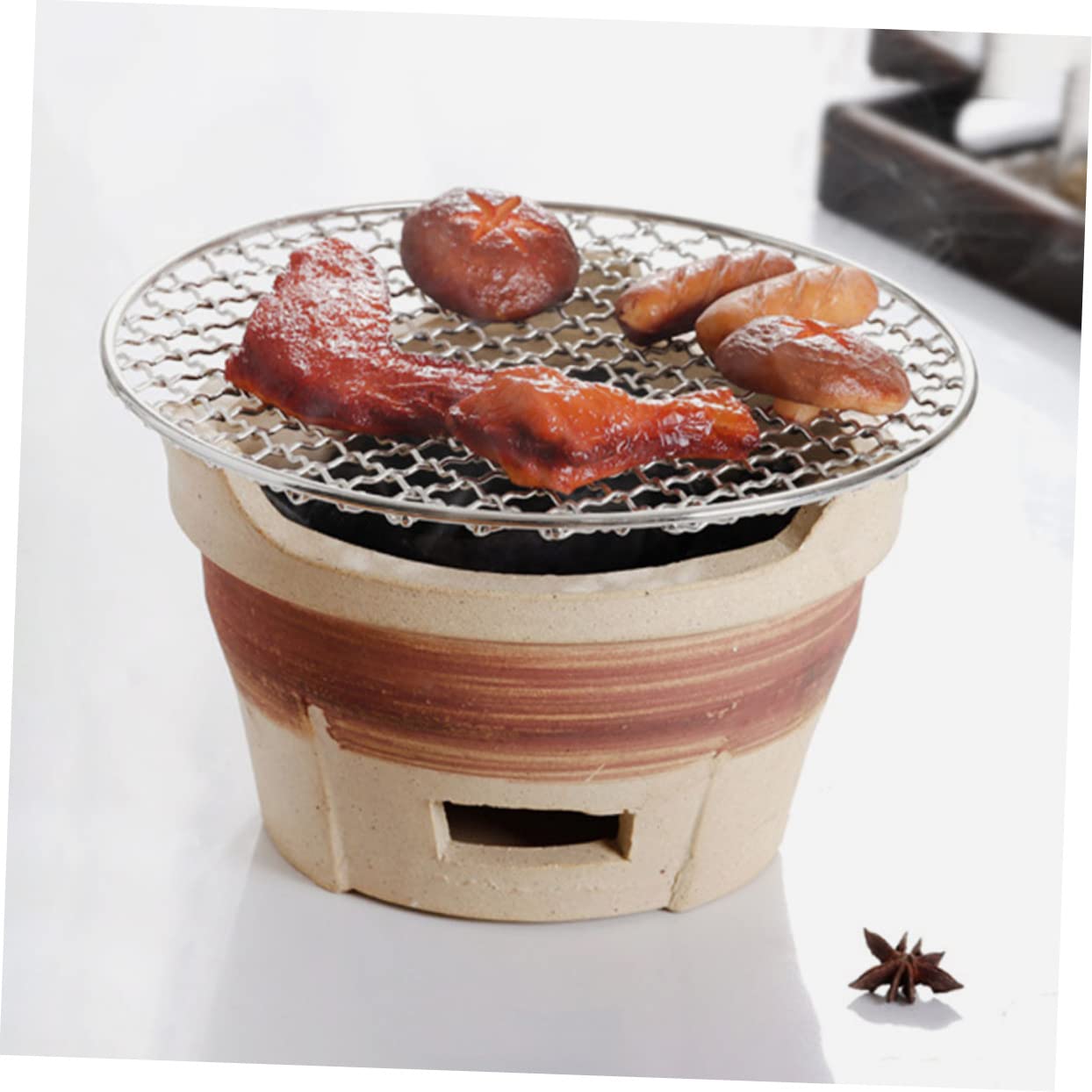 Przenośna kuchenka grillowa z gliny na węgiel drzewny – odporna na wysokie temperatury kuchenka do grillowania z siatką na kemping na świeżym powietrzu lekki i trwały sprzęt do grillowania na węgiel