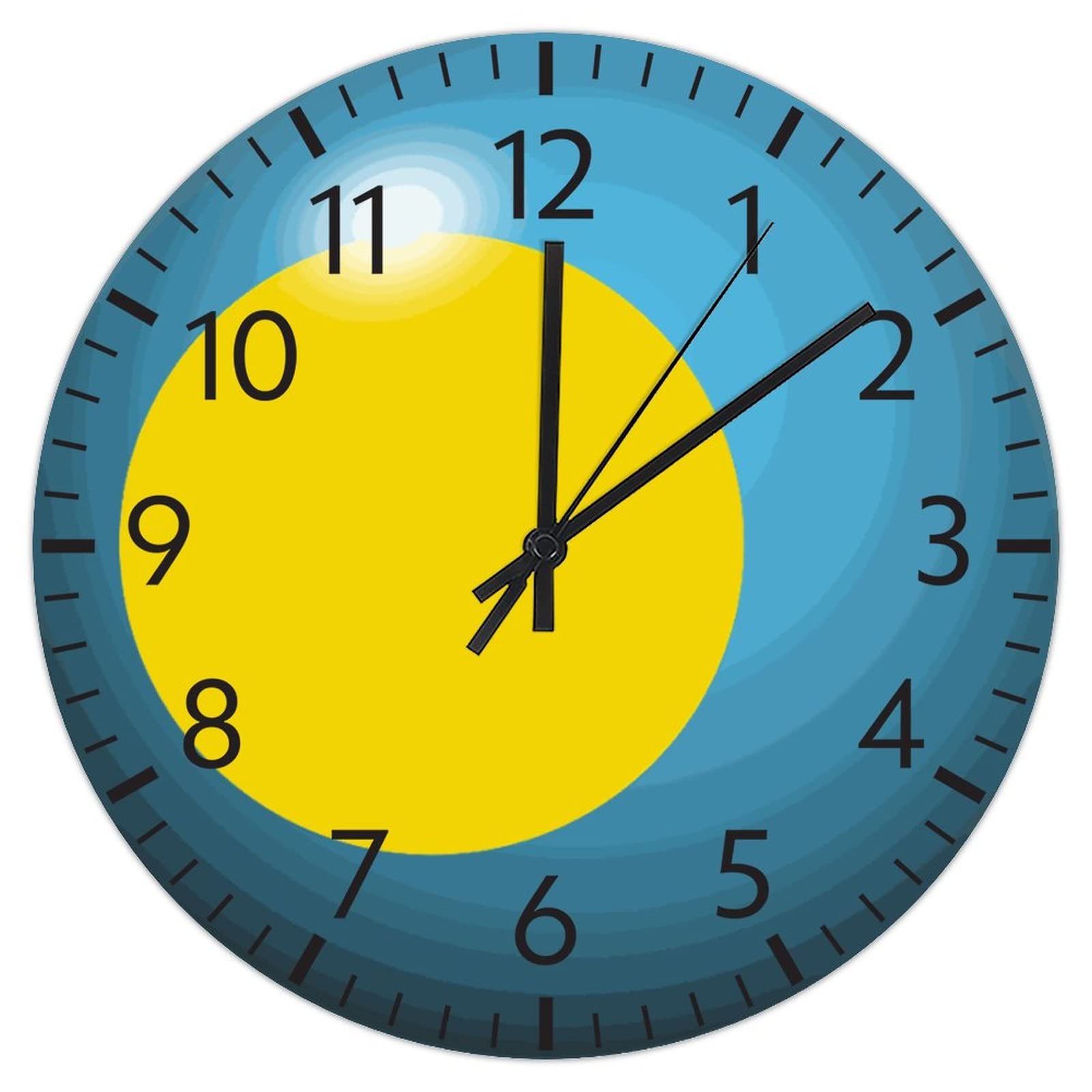 Horloge murale silencieuse 30 cm drapeau Palau pendule ronde en PVC