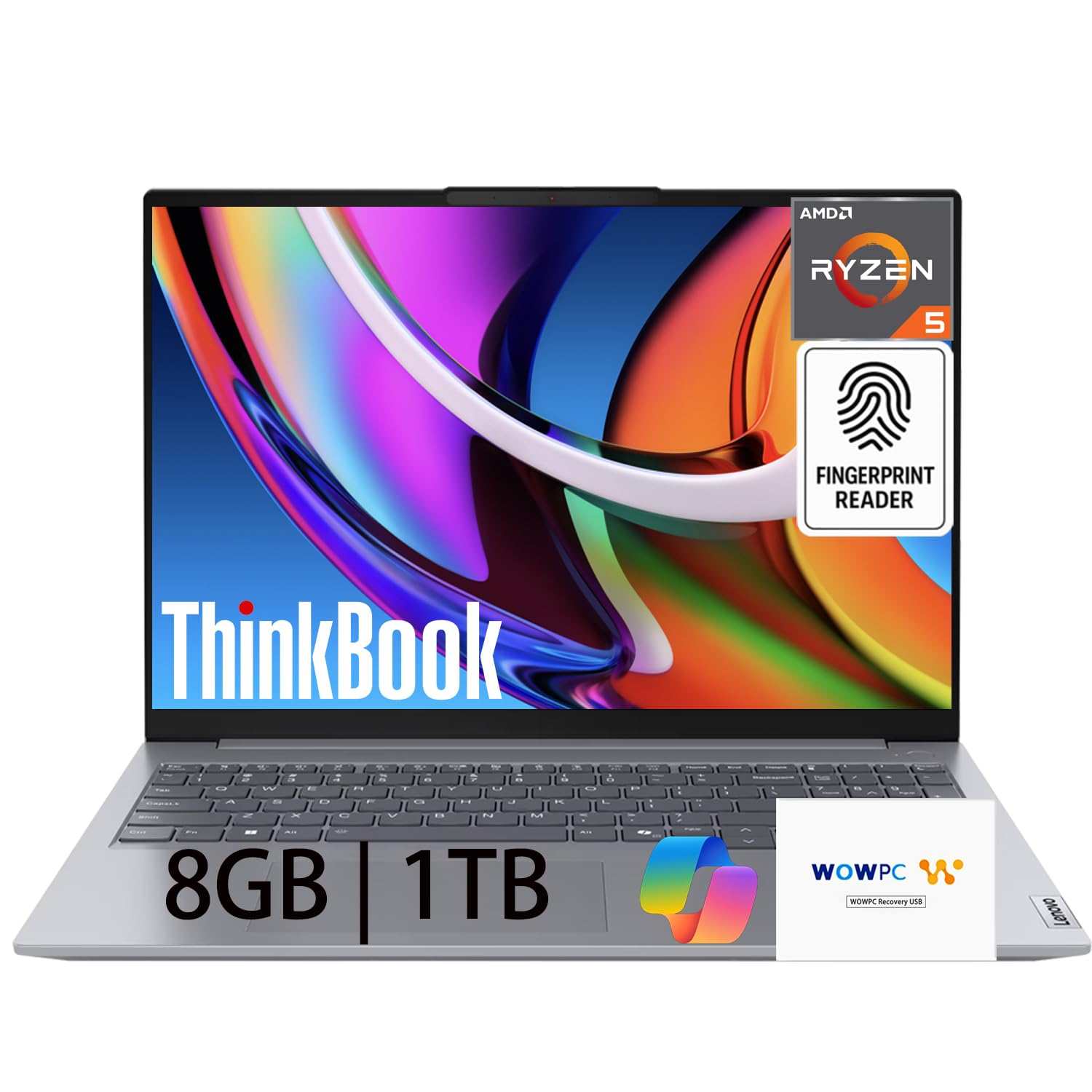 Lenovo ThinkBook 16 Gen 7 Business Laptop, 16" WUXGA IPS Anti-Glare Display, AMD Ryzen 5 7533HS (Beats i7-1355U), 8GB DDR5,1TB Storage (512GB SSD+