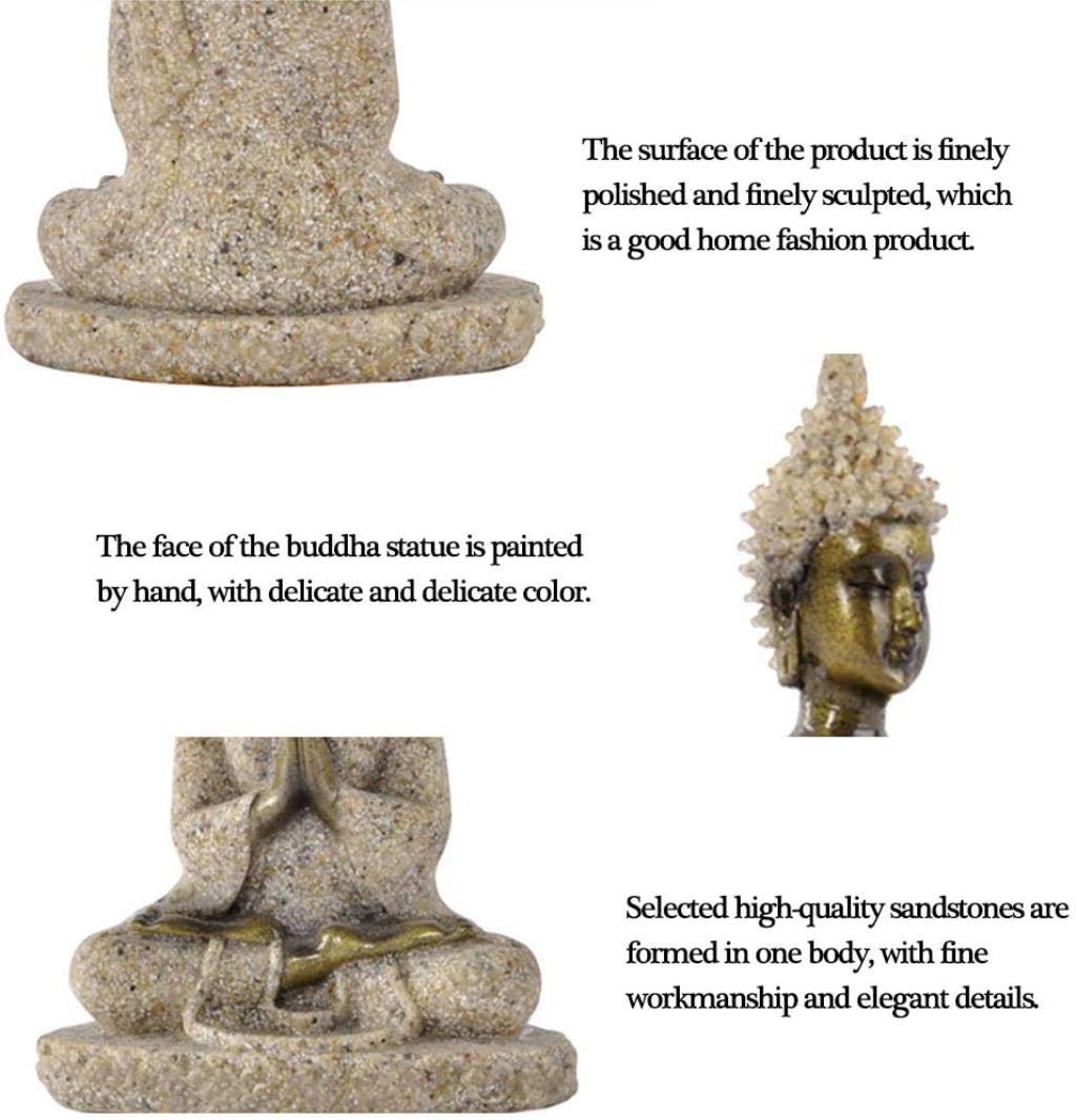 MIQXUAN Adornos de Feng Shui, Estatua de Buda, Escultura de Piedra Arenisca Tallada a Mano, artesanías, Estatua de Buda de meditación, decoración, Natural