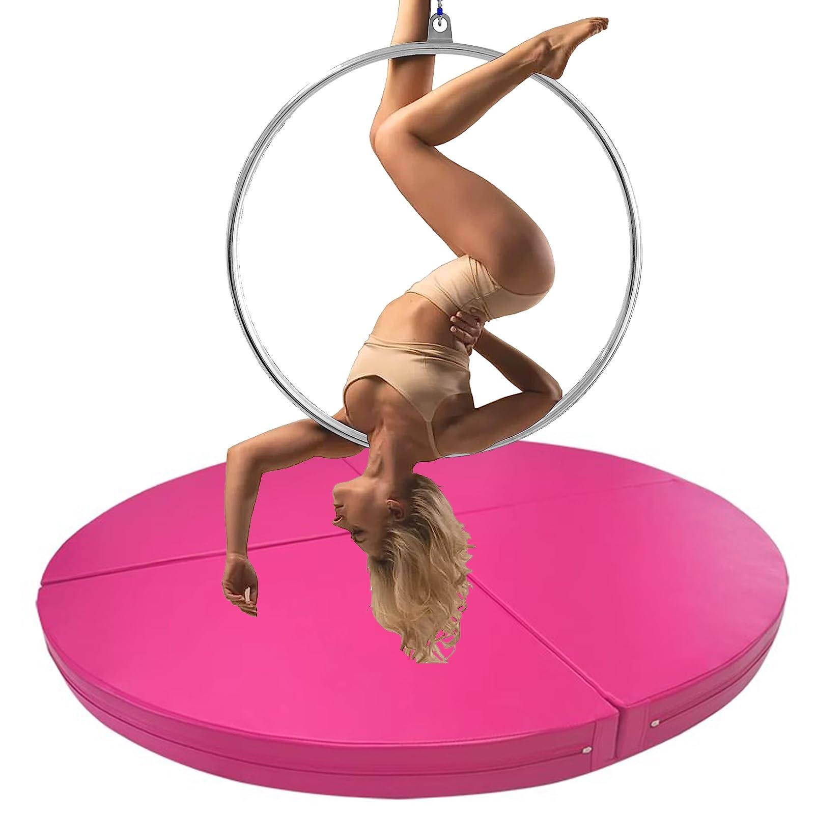 ASerZenith Floor Aerial Hoop Crash Mat 3cm/5cm/10cm Thick, Home Folding Pole Crash Mat, Shock Absorption Anti-Collision Circular Pad for Lyra Hoop/Stripper Pole,Pink 3-120cmx3cm