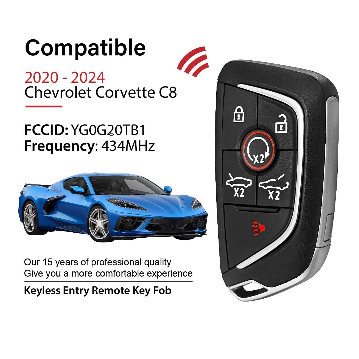 Amazon.co.jp: Keylessbest 交換用 2020 - 2024 シボレー コルベット