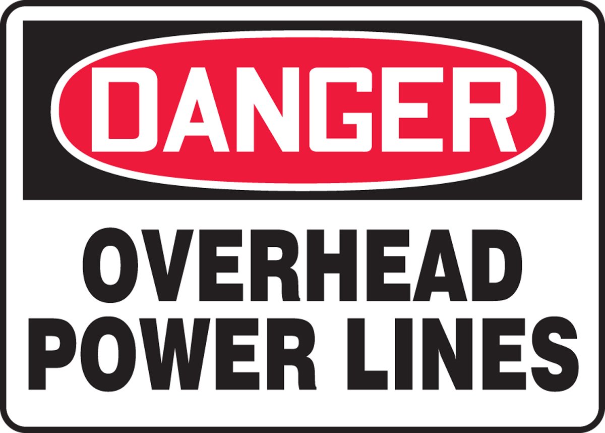 Accuform"Danger Overhead Power Lines" Safety Sign, Accu-Shield, 7 x 10 Inches (MELC146XP)