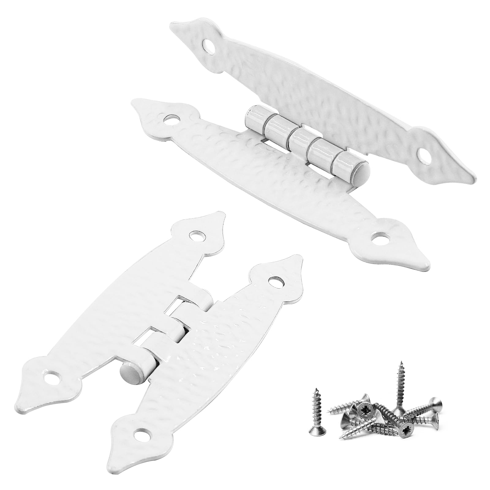 Waziaqoc 10Pcs H Cabinet Hinge, White Offset Hinge Hammercraft Flush Door Hinge Decorative Flat Hinges with Mounting Screws for Cabinet Closet Wooden Box, 3.5” x 1.5”