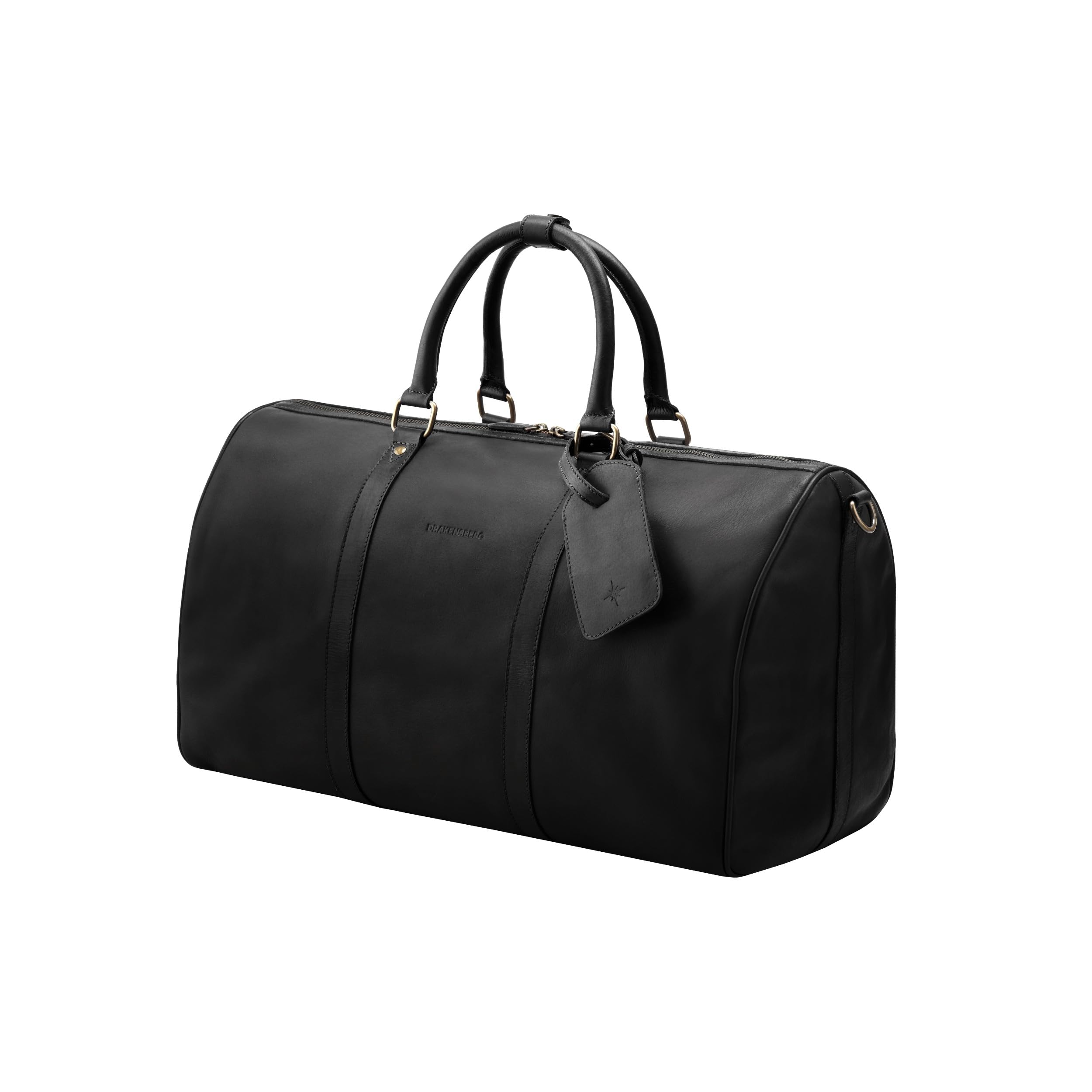 DRAKENSBERG Weekender 'James' (50cm) - Klassische Leder Reisetasche, Damen, Herren, offizielles Flug-Handgepäck, 30L - Schwarz, DR00440