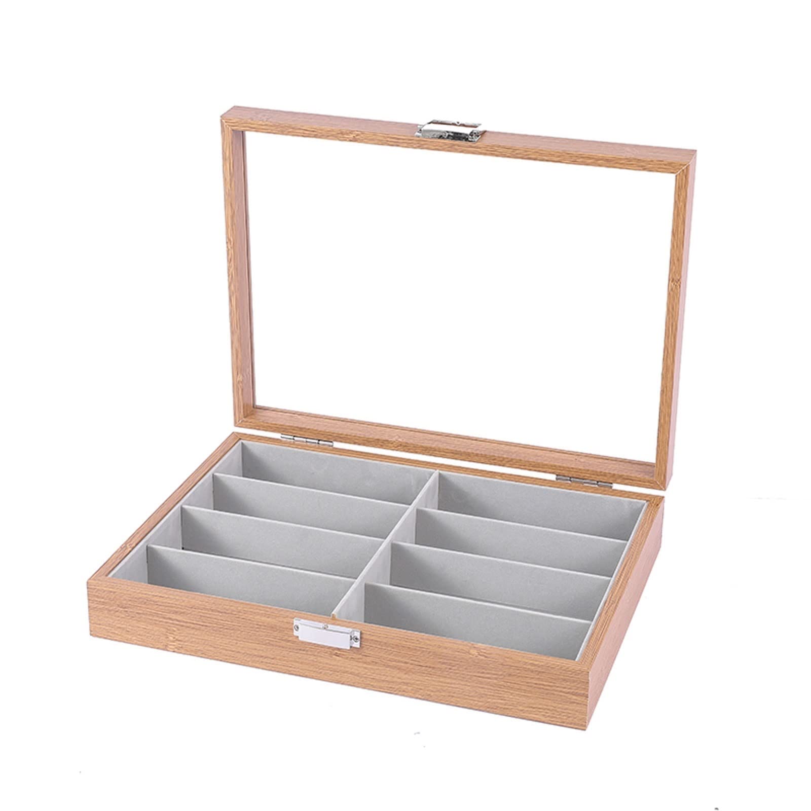Porta Occhiali Telaio in legno 6/8 Grids Grids Occhiali di velluto occhiali da sole Vassoio Display Vetrina Vetrina Cassa dell'organizzatore con coperchio, Occhiali da sole Organizzatore Regalo Decora