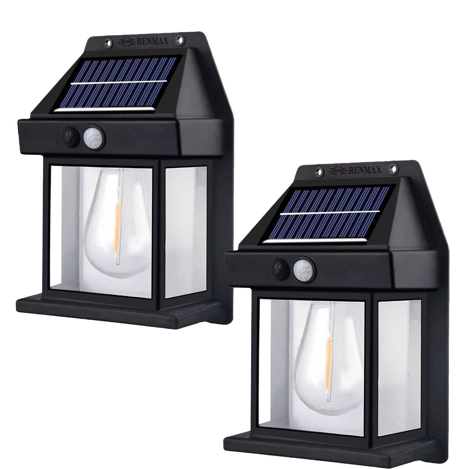 RENMAX Solar Powered Outdoor Waterproof LED Filament Decorative Wall Light with Motion & Day-Night Sensor ABS Plastic (Pack of 2) (B0CPM8J1HD) Amazon Price History, Amazon Price Tracker