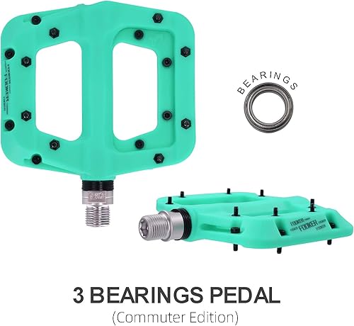Miniatura 8 de Pedales FOOKER MTB para bicicleta de montaña, 3 rodamientos, antideslizantes, ligeros, de fibra de nailon, pedales de plataforma de bicicleta para