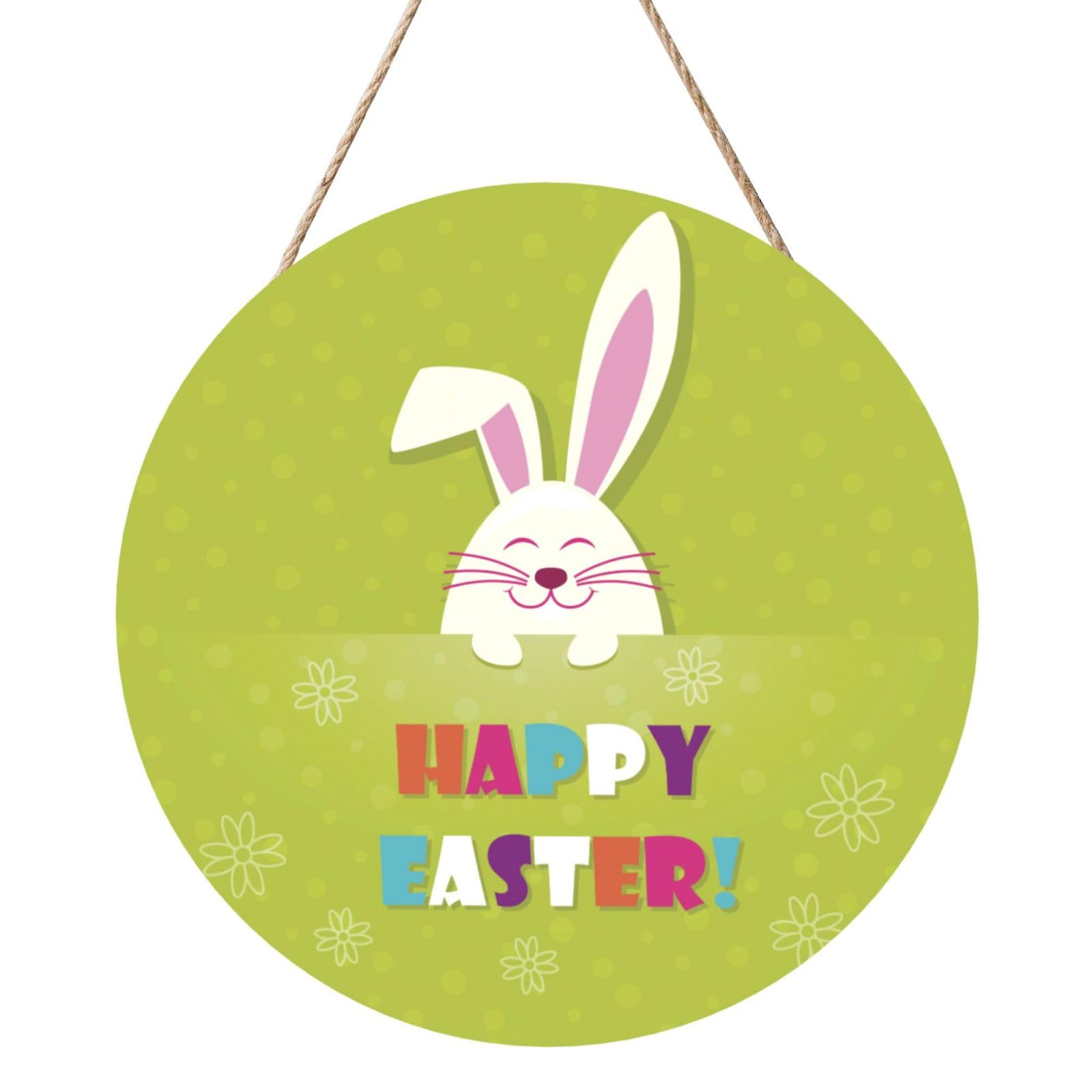 Easter Eggs Rabbit Bunny Door Signs Plaques Wood Welcome Sign For Front Door Wall Hanging For Home Farmhouse Office Classroom Party Decoration