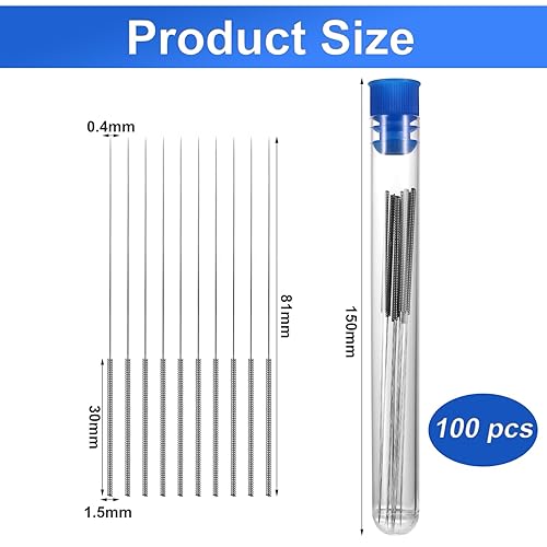 Miniatura 2 de Kit de limpieza de boquillas de impresora 3D, limpiador de agujas de 0.016 in, acero inoxidable, boquilla de impresión 3D, agujas de boquilla de
