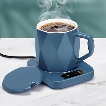 Computer Coffee Mug Warmer with Ceramic Mug Set, Electric Coffee Warmer for Gift Ideas, 160°F Temperature Control, 16W Intelligent Heater