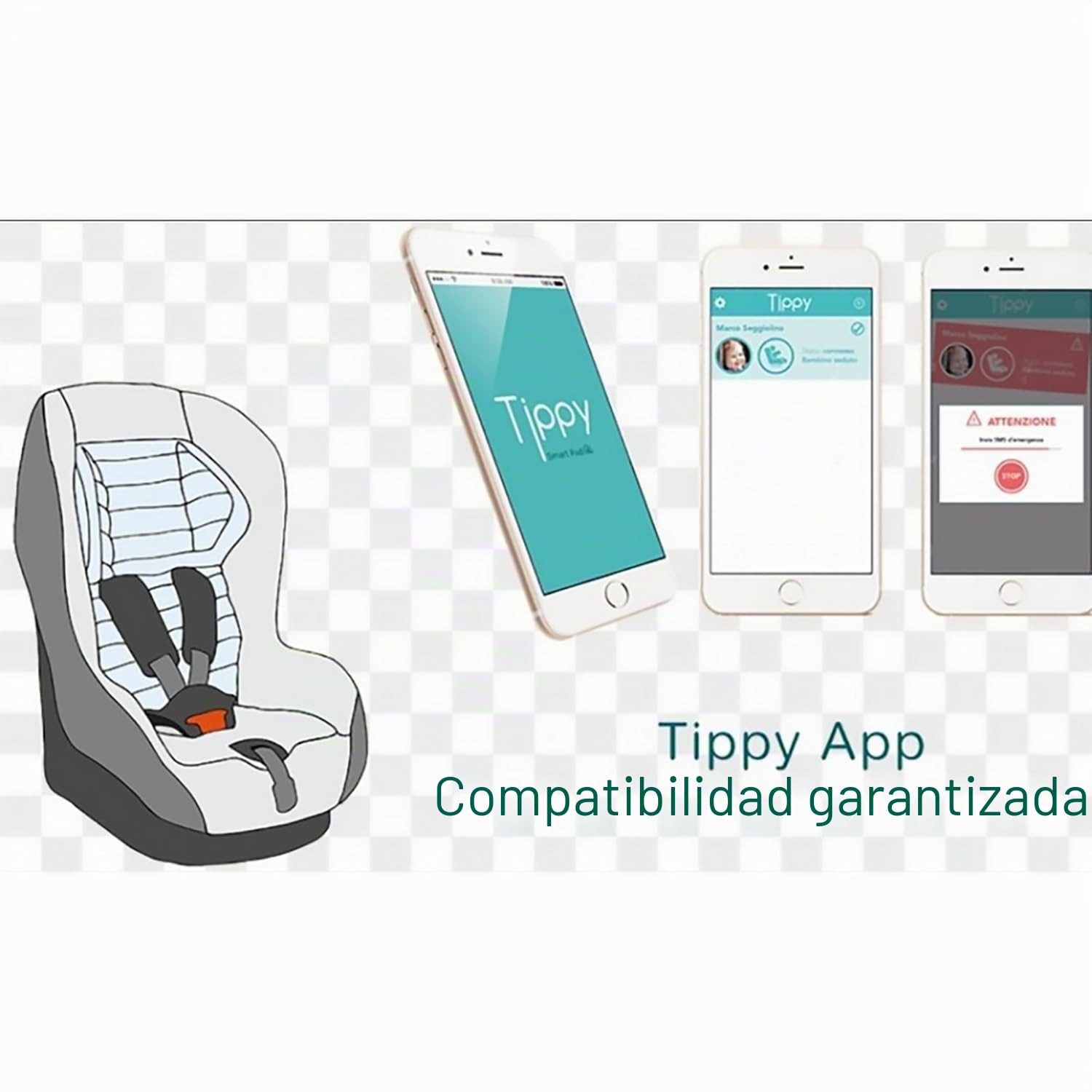 Digicom Tippy Baby Car Seat Smart Pad, Negro