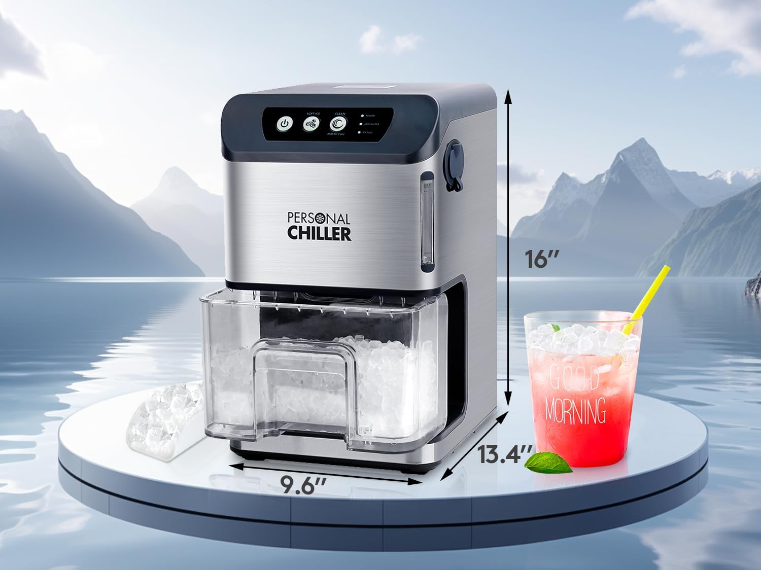 Personal Chiller Nugget Ice Maker Machine, 55lbs/24h Self-Cleaning Soft Ice Maker Machine, Chewable Ice Machine For Home Bar, Coffee Shop, Business on Fridge.com - View 5