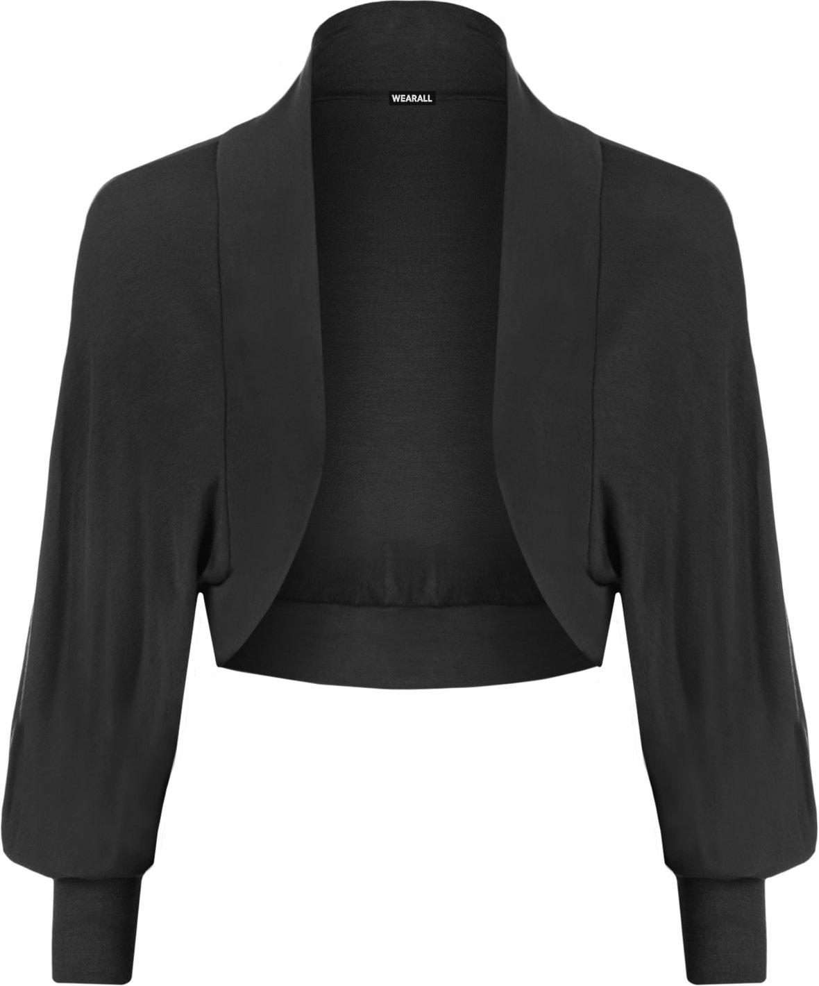 Wearall Women's Black Batwing Shrug Top Bolero Cardigan 8/10