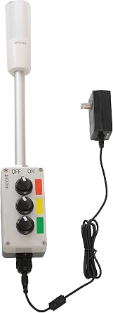 3-Stack LED Andon Tower Light with Buzzer Industrial | Red/Yellow/Green, Mean Well Industrial Adapter, ABB Selector Switch