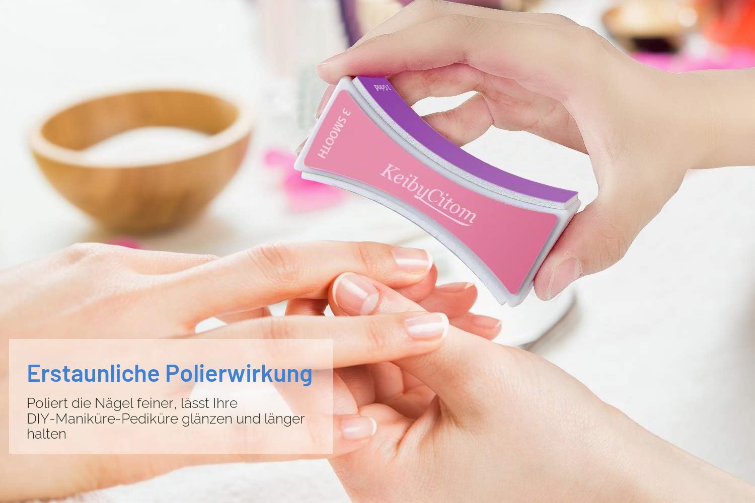 Nagelfeile Set Nagel Buffer zum Formen von Polieren, Neuer natürlicher Nagel-Shiner Buffer Block mit 4 Seiten für Nail Art Gel Anzug für Home Salon Gebrauch (2 Stück)
