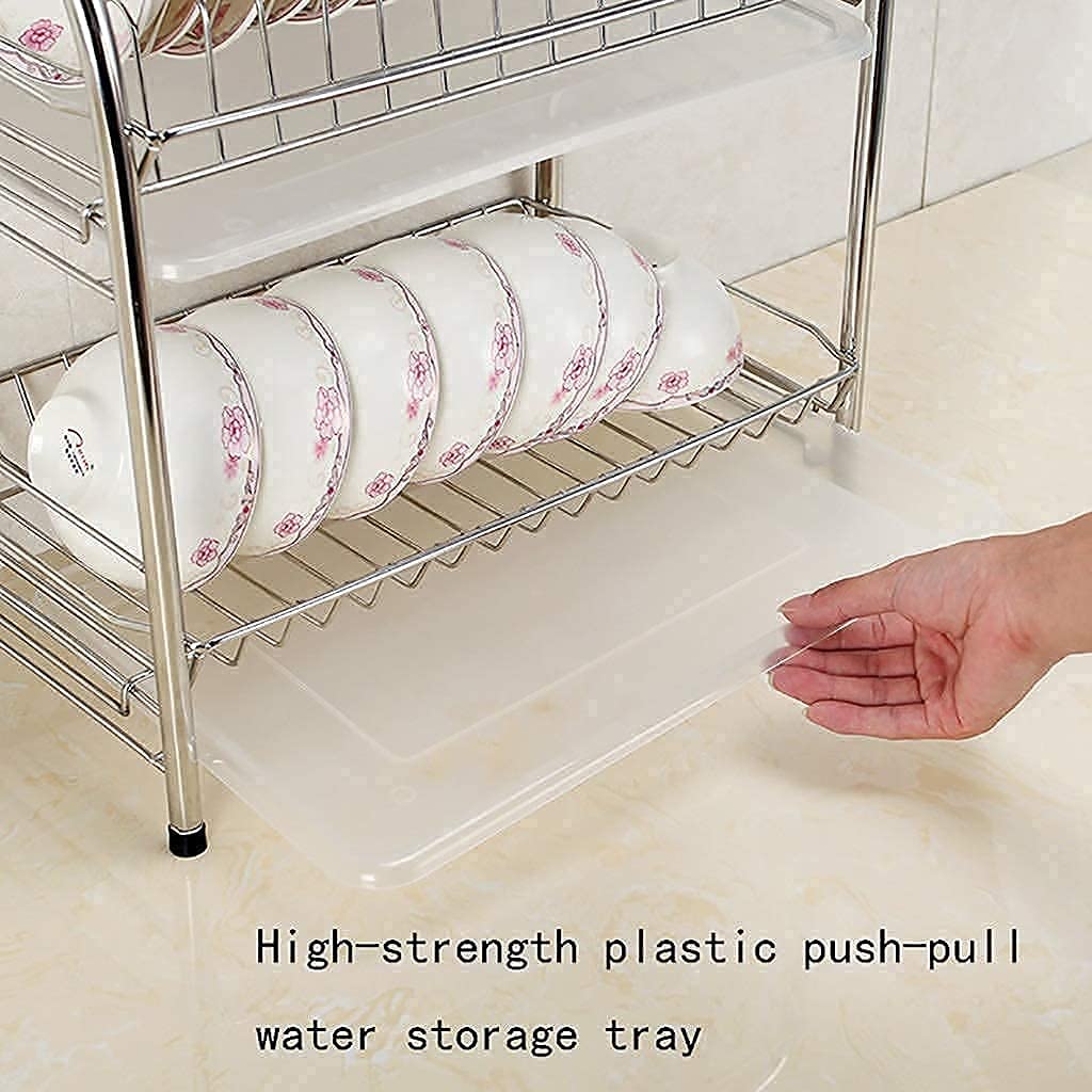 Support de Stockage de Stockage de Cuisine de Support de Plat de vidange de Double Couche d'acier Inoxydable 40 * 22,5 * 42Cm. Égoutter