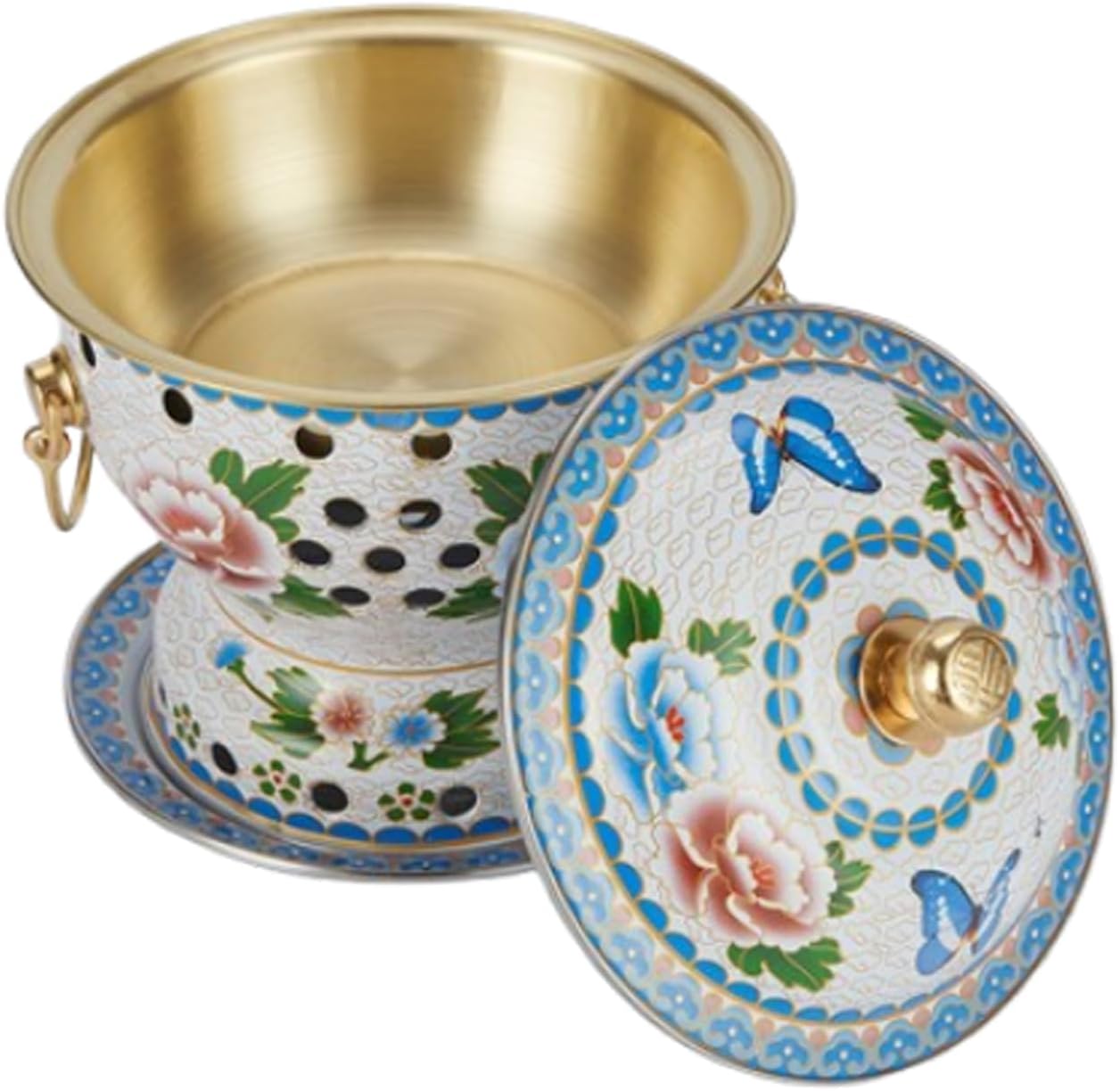 Enamel Pot Cloisonne Hot Pot Buffet Hot Soup Pot Copper Single Person Hotpot Sturdy Home Use Shabu Pot Old Beijing Hot Pot,D