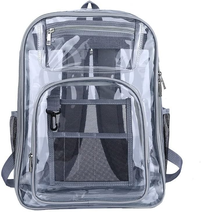 Clear Backpack Heavy Duty PVC Transparent Backpack Transparent Large Bookbag for College, Work, Security Travel & Sports (BROWN)