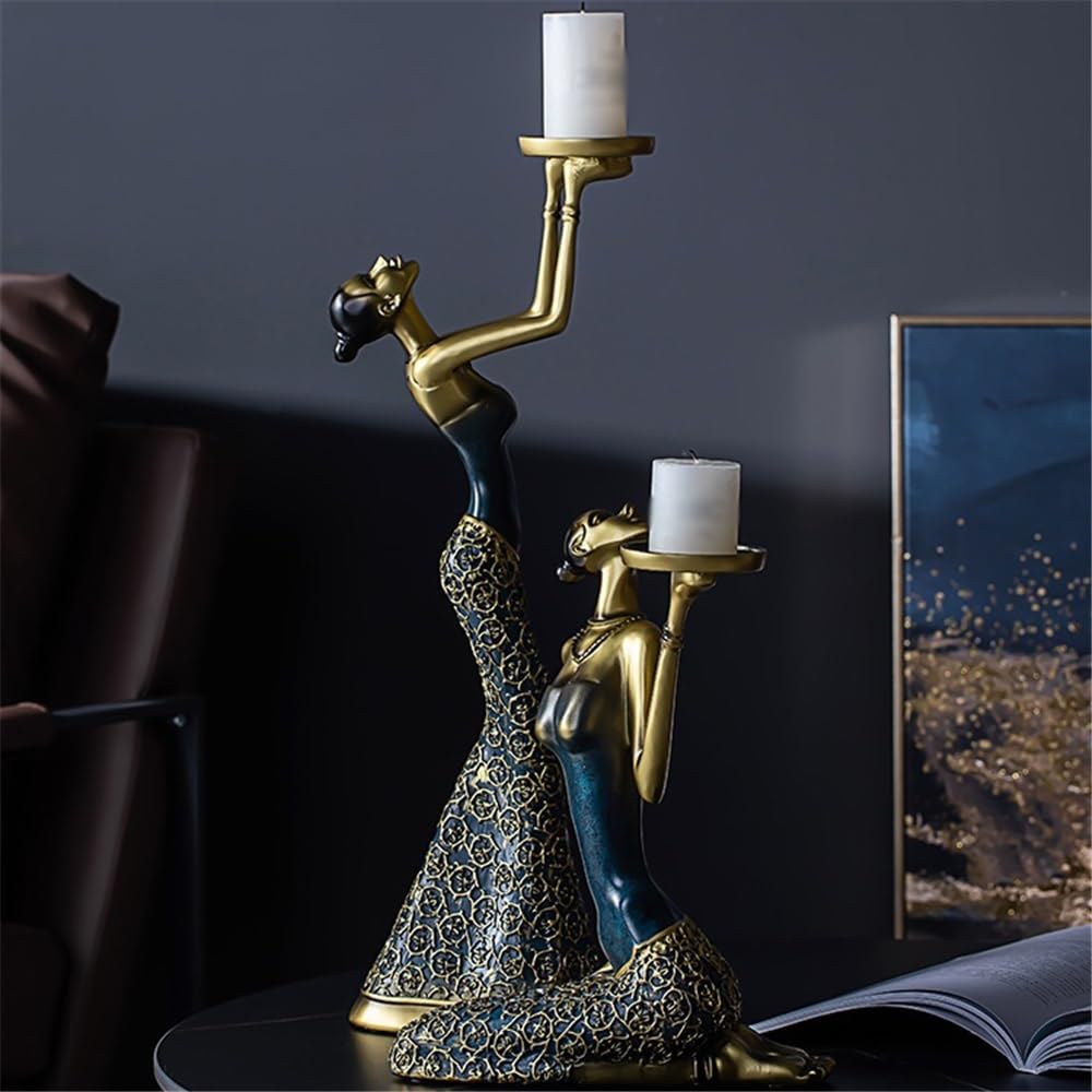 Portacandele Una Coppia di portacandele Ornamentali for candelieri(Blue,Grande)