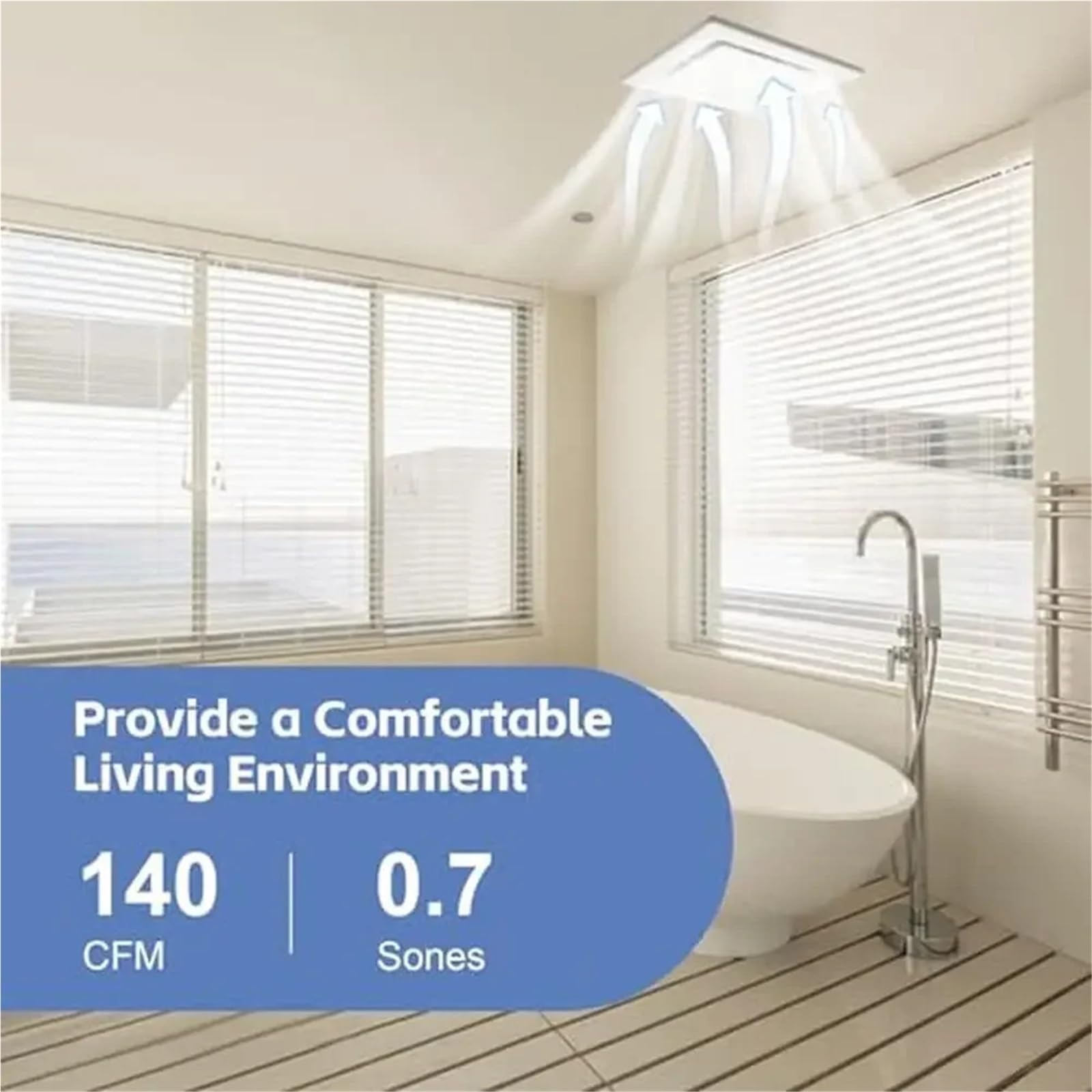 Extractor de Aire for baño de Techo, 141 CFM, 0,7 sones, conducto de 4 Pulgadas, Color, Funcionamiento silencioso, Larga duración, protección contra el Calor. Equipos de Ventilación