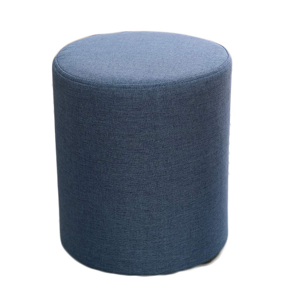 Repose-Pieds Ottoman Rond en Tissu Rembourré Beige 30x30 cm