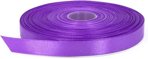 Cinta de satén morado, 12 pulgada x 50 yardas, color sólido de doble cara, rollo de cinta gruesa y duradera, cinta 100% poliéster para envolver