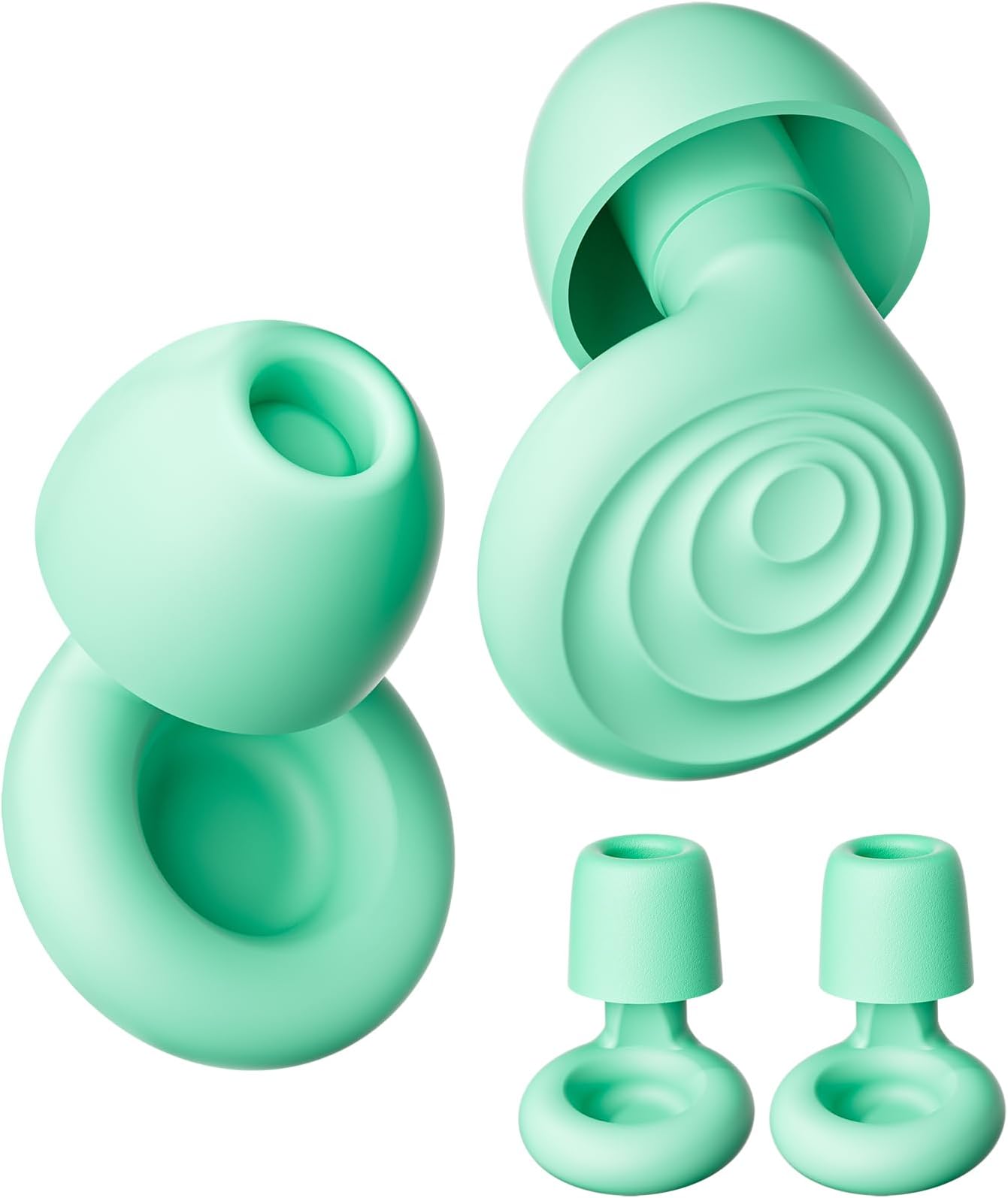 Yawsoy Ear Plugs for Sleeping Noise Cancelling, Reusable Soft Noise Reduction Earplugs for Sleep, Focus, Travel, Work, Motorcycle, Concert with 6 Silicone Ear Tips and 6 Foam Ear Tips - 25-35dB Green