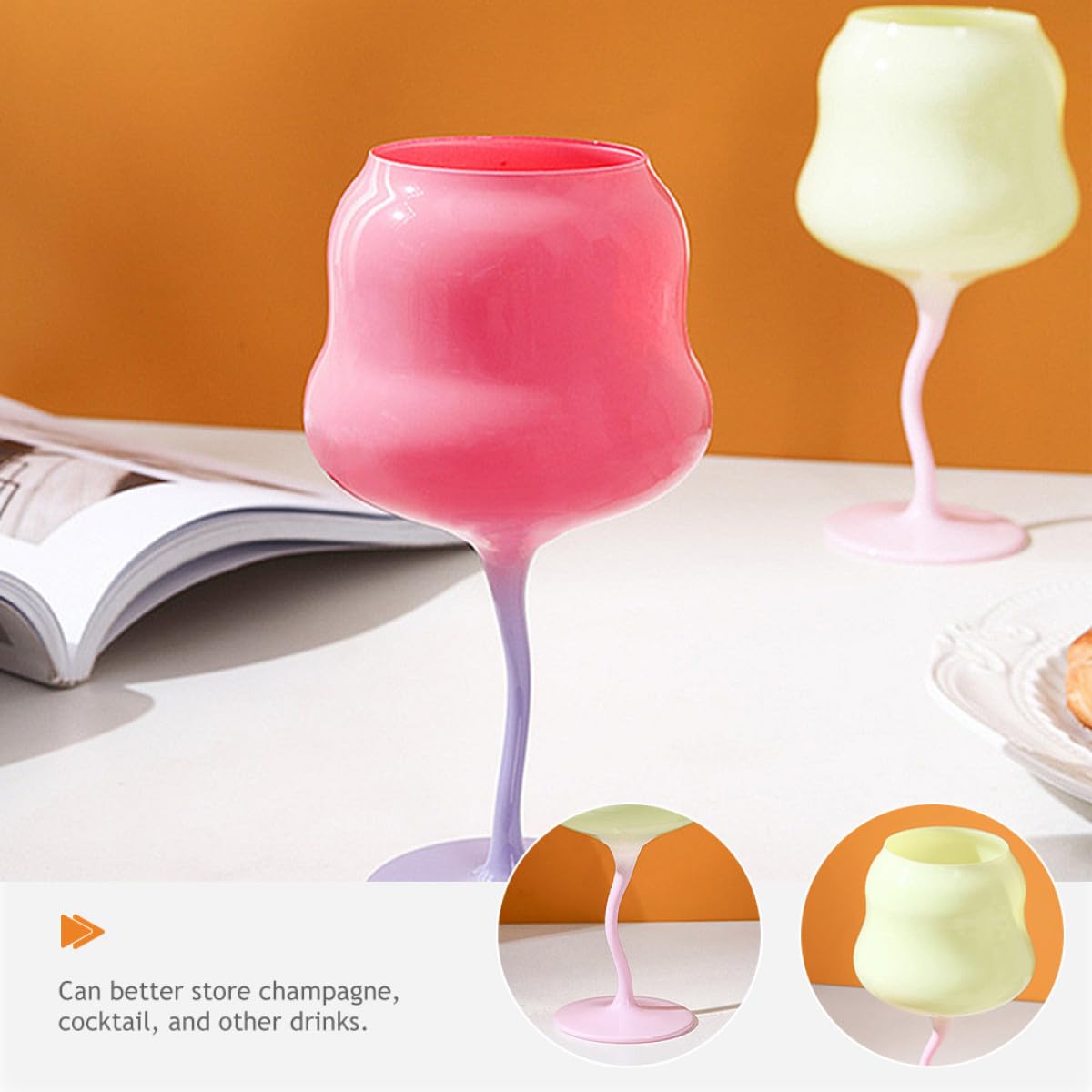 Luxshiny Bicchiere da Vino Creativo in Cristallo Leggero Superficie Liscia, Design Unico e Stile Elegante per Feste e Decorazioni Casalinghe