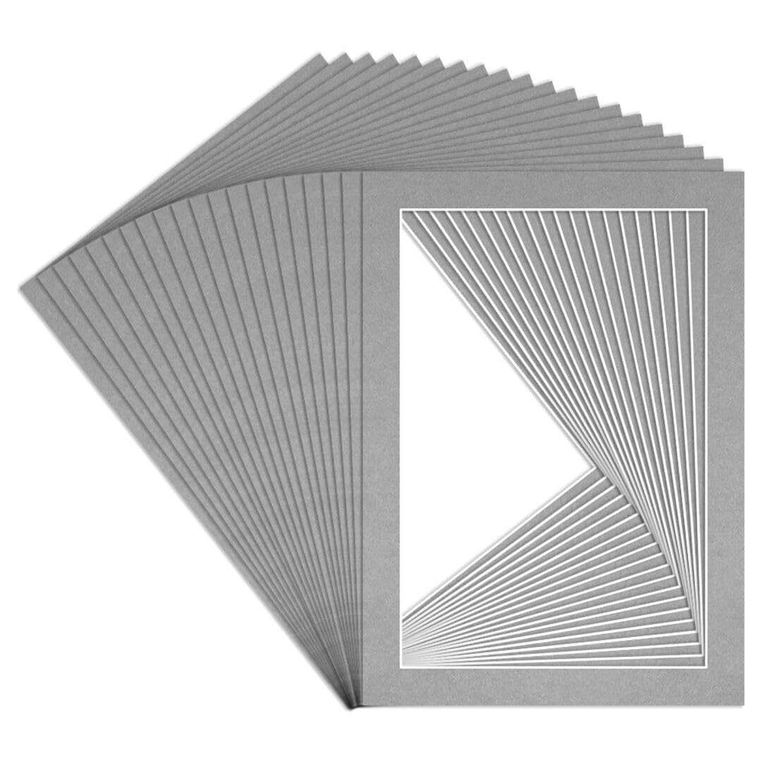 Procut Global 7x5" Silver Picture Mounts to Fit 6x4" Aperture - Precision Cut Cardboard Photo Mount - Ideal for Frames, Prints, Artwork & Certificates - Sizes & Colours Available - 20 Pack