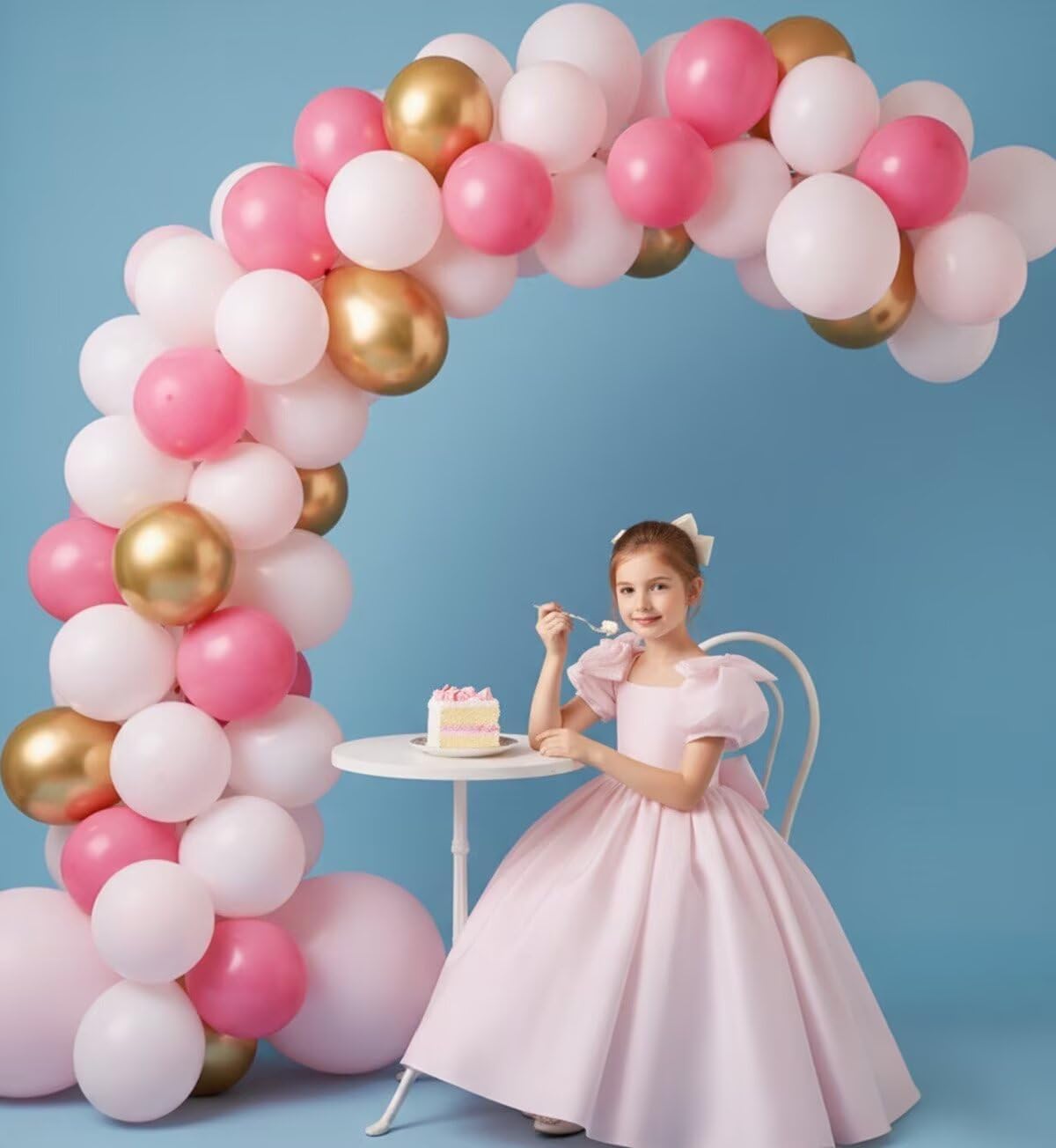 Satin Flower Girl Dresses Puff Sleeve Square Neck Long Birthday Party with Bow