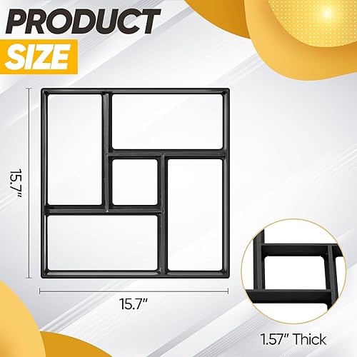 Miniatura 3 de Moldes y formas de hormigón, paquete de 2 molduras grandes de piedra Pathmate reutilizables para caminos, pavimento, pavimento, piedra escalonada,