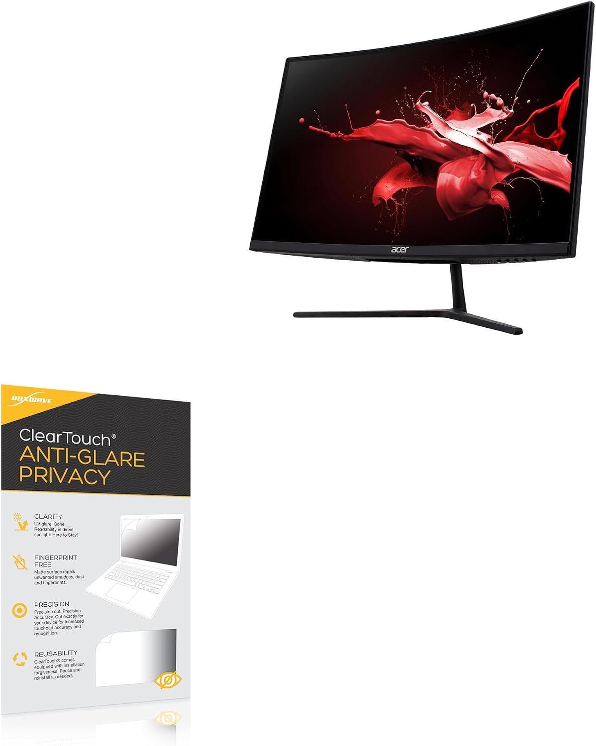 BoxWave Screen Protector Compatible with Acer EI322QUR PBMIIPPX (31.5 in) - ClearTouch Anti-Glare Privacy (2-Pack), Privacy Screen Protector Flexible Film Anti-Glare