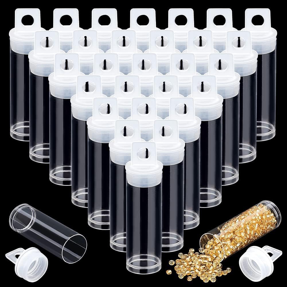 OTDOGUO 30pcs Clear Tube Bead Containers, Plastic Storage Tubes with Caps Organizers Bottle Container Set for Beads, Bath Salt