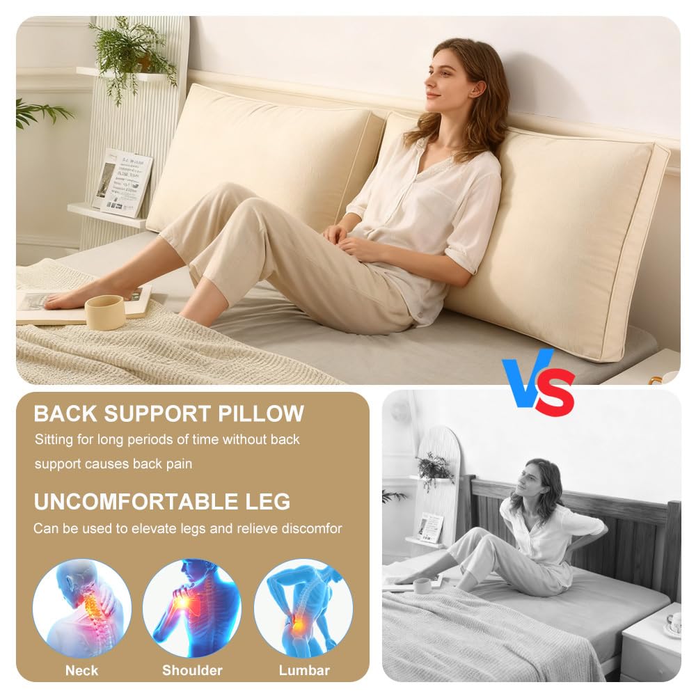 Cuscino ergonomico da lettura per letto e divano, cuscino di supporto per la schiena, 70 x 50 x 20 cm, ideale per comfort e relax, perfetto per leggere e rilassarsi (1 pezzo)