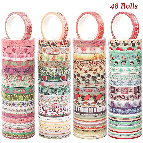 Cocoboo 48 Rolls Seasonal Washi Tape Set, 8mm Wide Four Season Paper Tapes