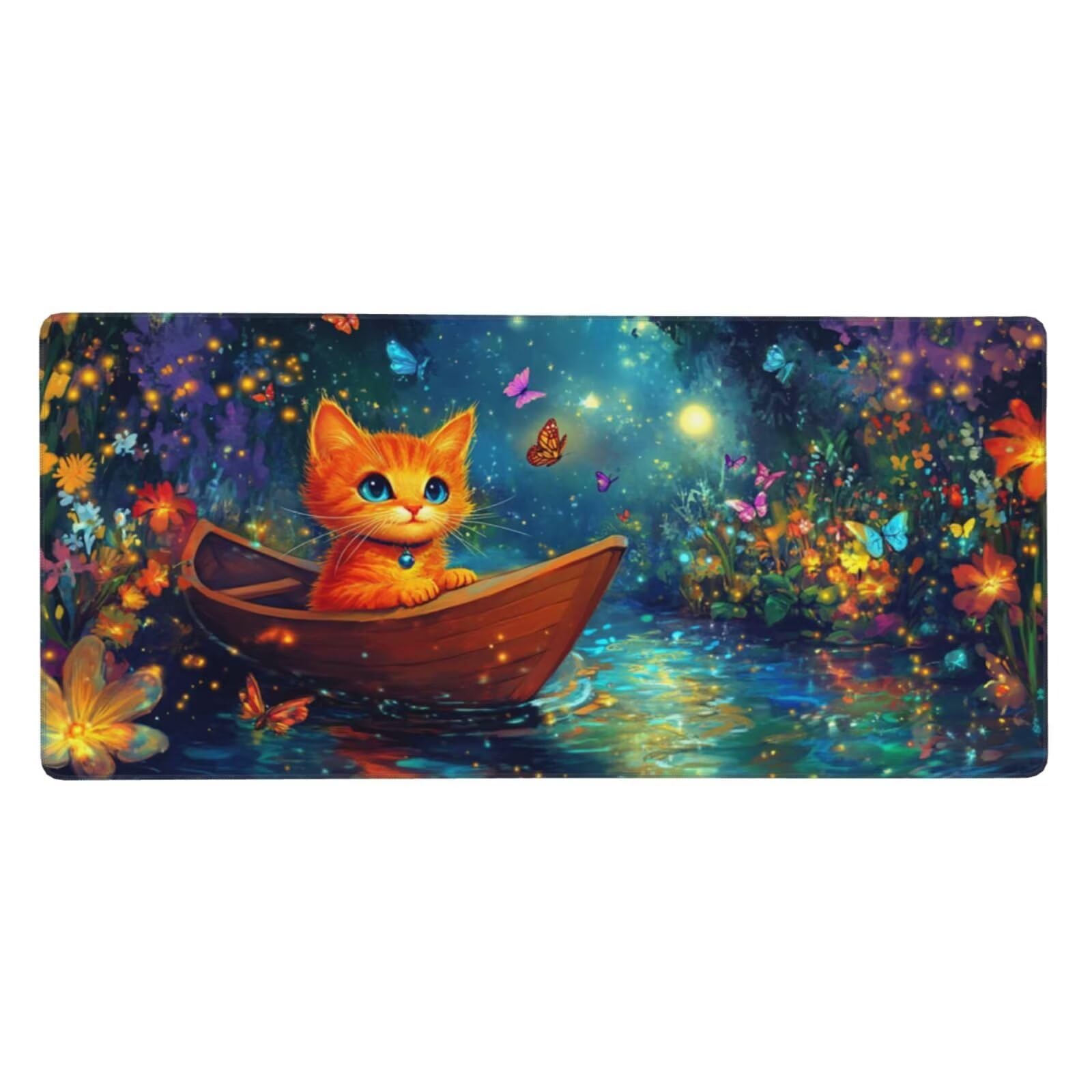 Podkładka pod mysz XXL 1200 x 400 x 3 mm podkładka pod mysz do łodzi podkładka pod mysz dla kota poprawia precyzję i szybkość, antypoślizgowe wodoodporne, szyte krawędzie, akcesoria do gier, komputer