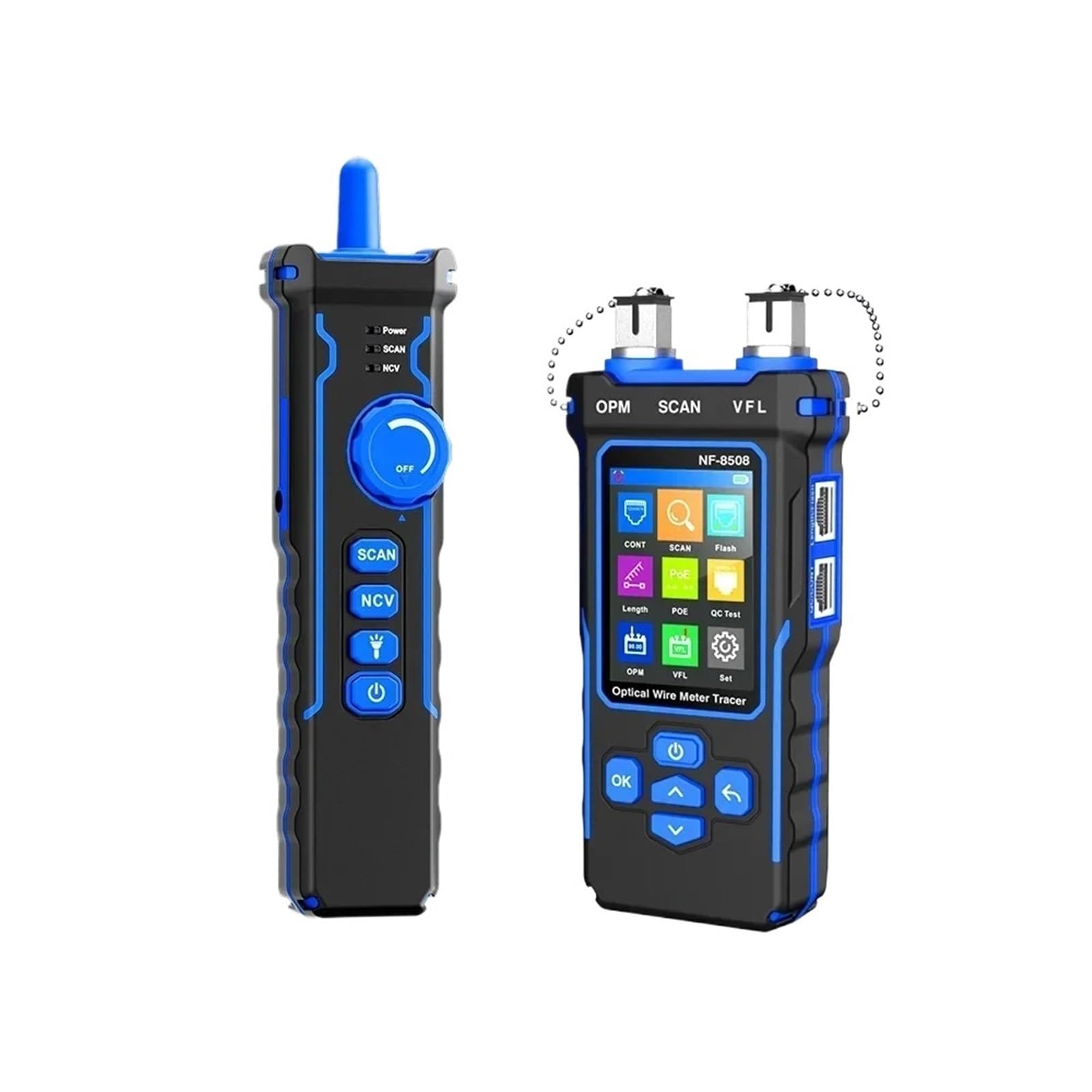 Cable Tracker, LCD Cable Tester Measure Length Wiremap PoE Testing VFL&OPM CAT5 CAT6 RJ45 Locator Inspection Tools