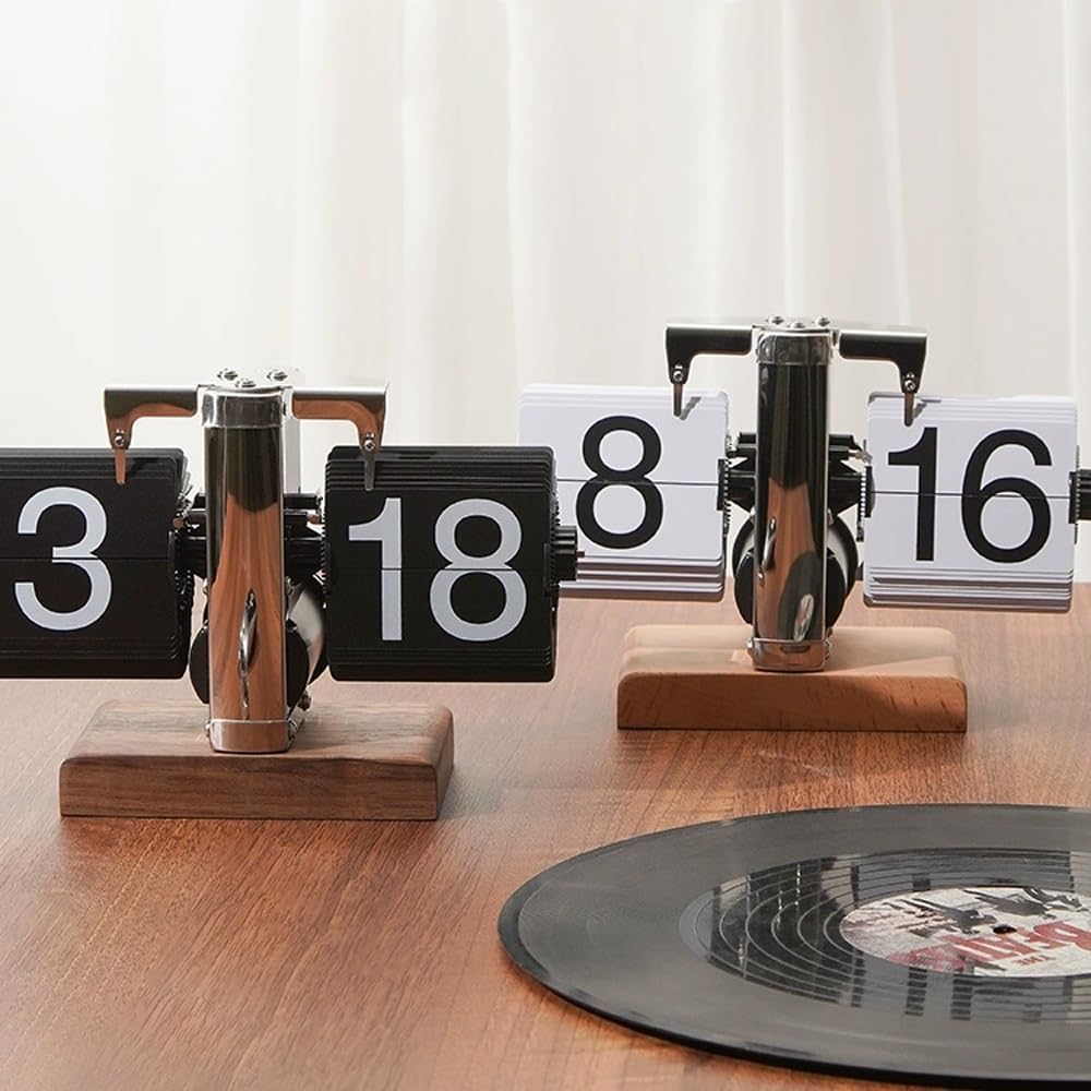 Orologio A Fogli Mobili Retrò - Orologio Da Tavolo Digitale Con Movimento Al Quarzo - Foto 3