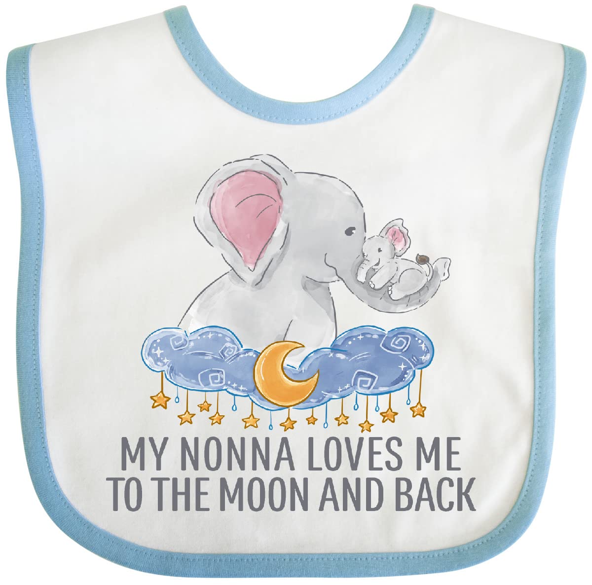inktastic My Nonna Loves Me To the Moon and Back Elephants in Clouds Baby Bib