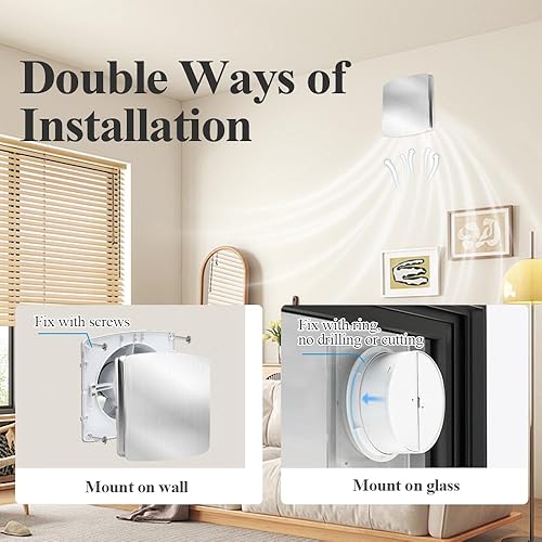 Miniatura 6 de WiseWater Extractor de baño de 140CFM, 35 dB, conducto de 6 pulgadas, ventilador extractor de panel de 7.6 pulgadas, ventilador de ventilación