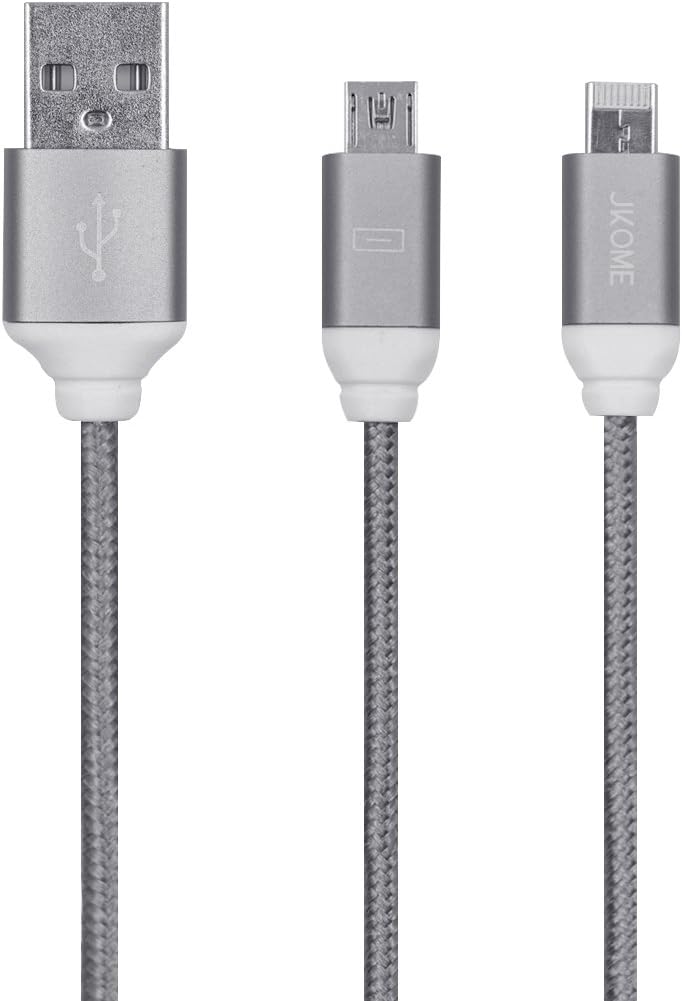 Lightning to USB Charging Cord Duo 3.2 ft 2-in-1 Sync and Charge Cable for iPhone 6 6Plus, iPad Air mini, Samsung & more Silver