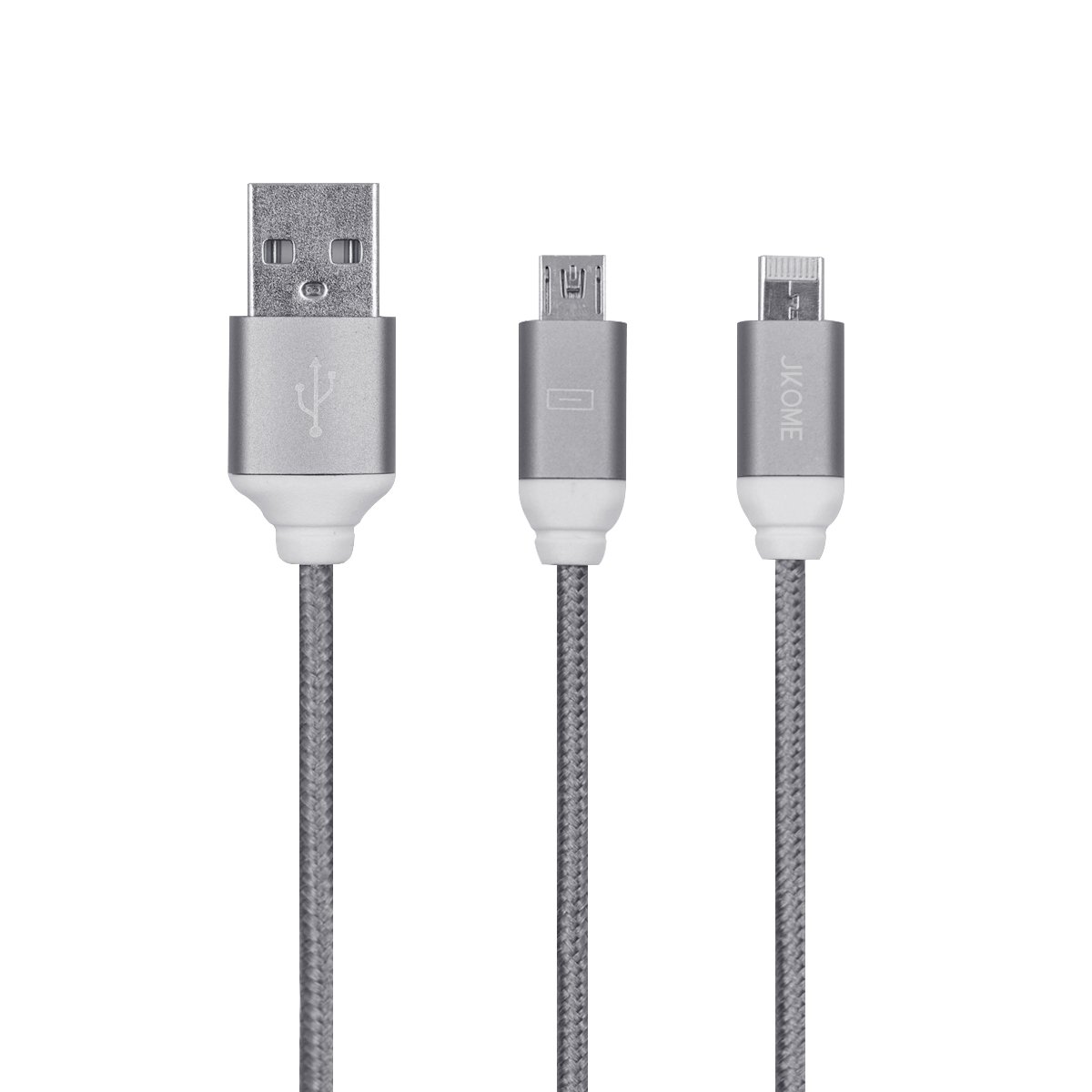 Lightning to USB Charging Cord Duo 3.2 ft 2-in-1 Sync and Charge Cable for iPhone 6 6Plus, iPad Air mini, Samsung & more Silver