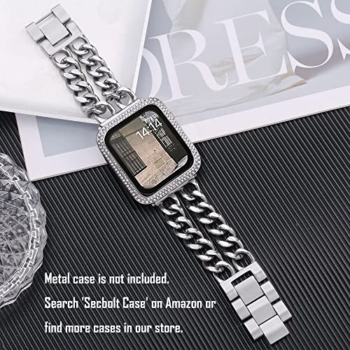 Secbolt Bands Compatible Apple Watch 38Mm 40Mm 41Mm Iwatch Series 8 7 6 5 4 3 2 1 Se Stainless Steel Chain Links Replacement Strap, Silver #TOP3