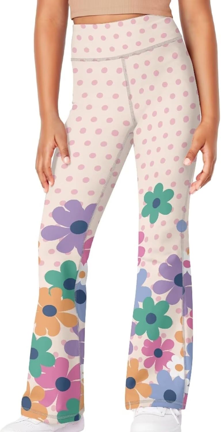 Girls' Flare Leggings High Waisted Kids Flare Yoga Bootcut Pants Bell Bottoms Leggings Dance Workout Casual Pants