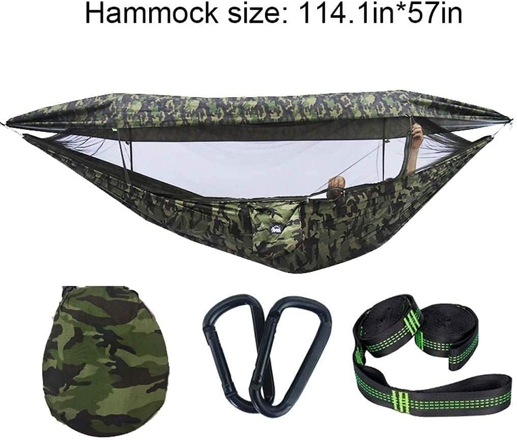 Portable Hammock Hanging Chair, Single Double Outdoor Hammock Swing Chair with Net Cover, Travel Home Hanging Chair 114.1X57 in